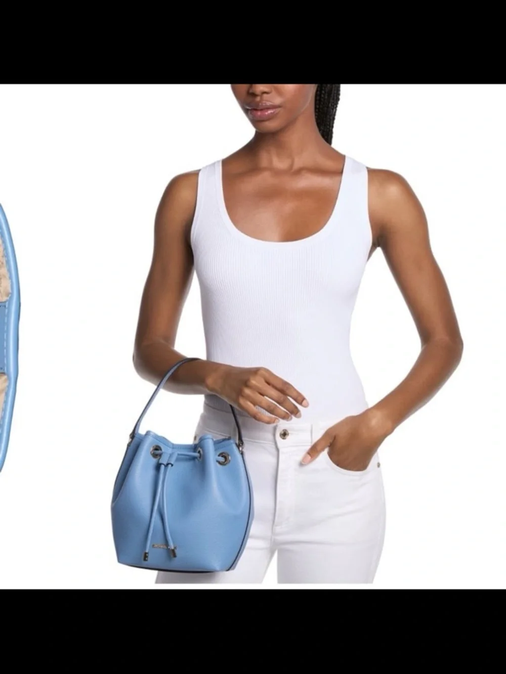 NWT Michael Kors women’s Avery bucket messenger hand bag French blue medium size